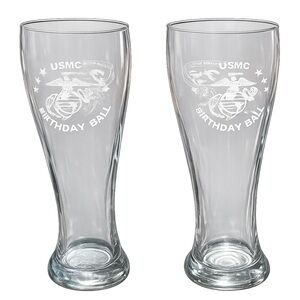 USMC 238 Birthday Ball Pilsner Glass Set Combat Logistics Regiment 25